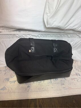 BEIS Black Canvas & Faux Leather Base Weekender Bag